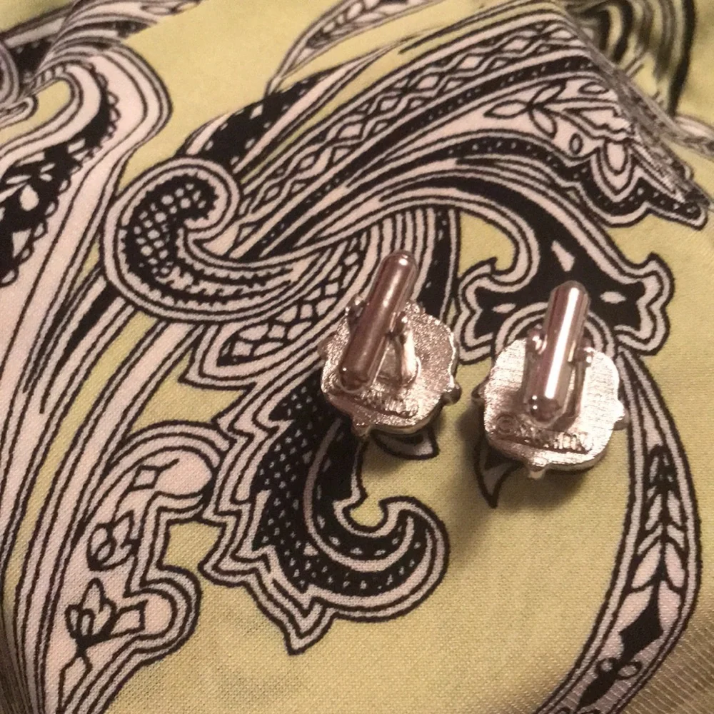 Sara Cov hematite black silver cuff links formal